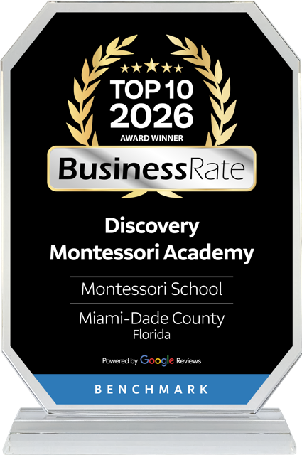BusinessRate Top 10 2026 award plaque for Discovery Montessori Academy